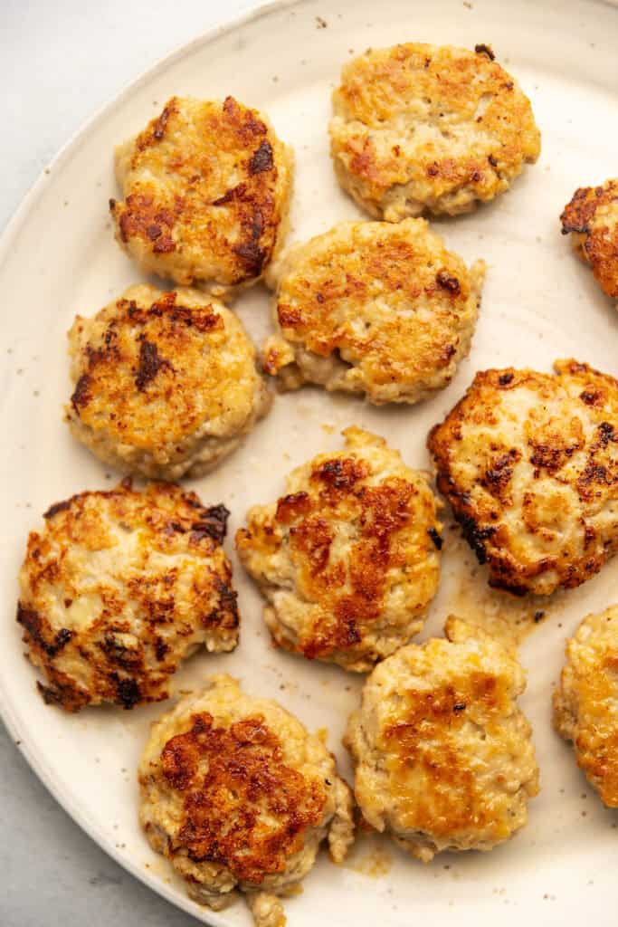 ranch chicken fritters on a white plate