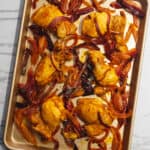 Chicken shawarma on a sheet pan