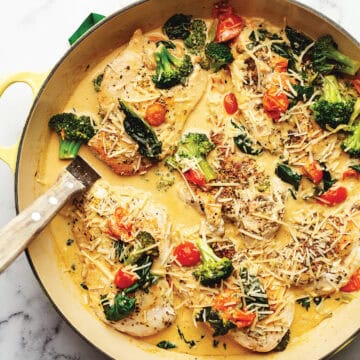creamy Italian chicken in a skillet