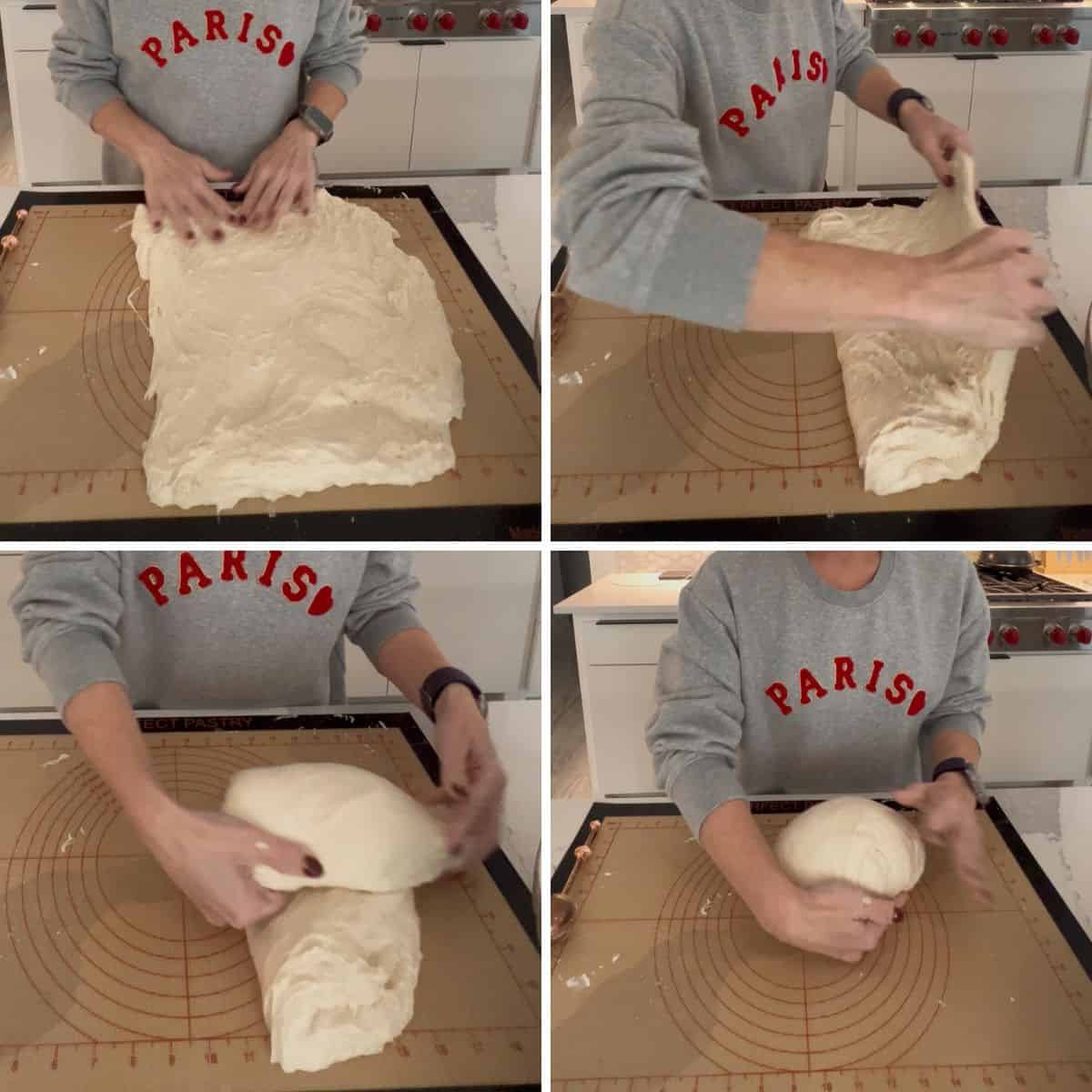 4 steps of shaping sourdough