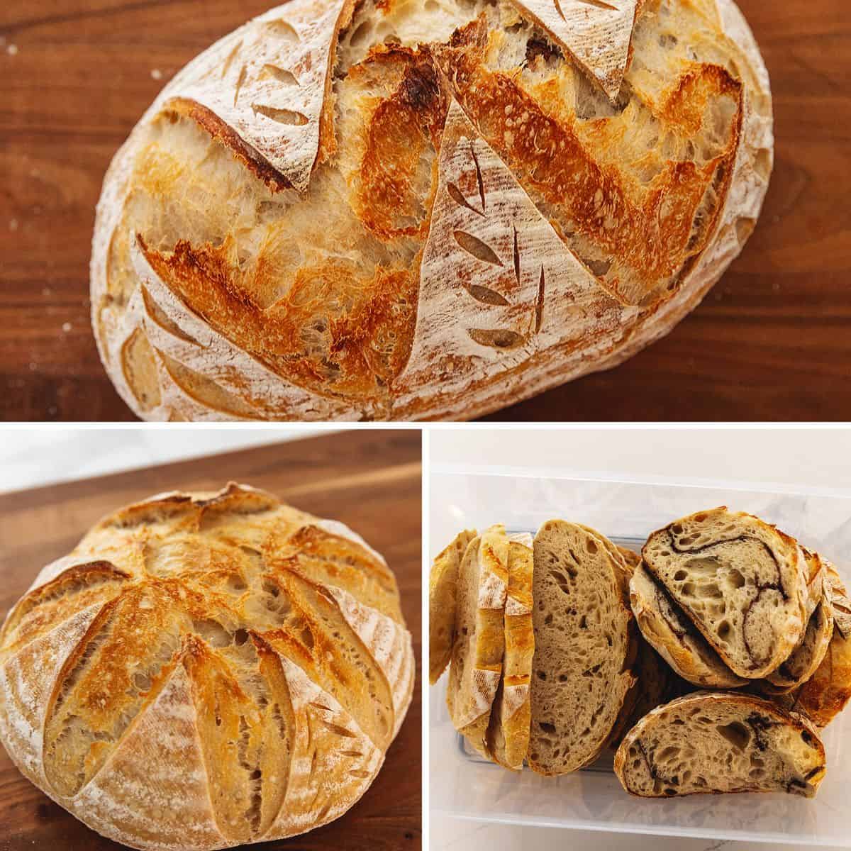 collage of sourdough