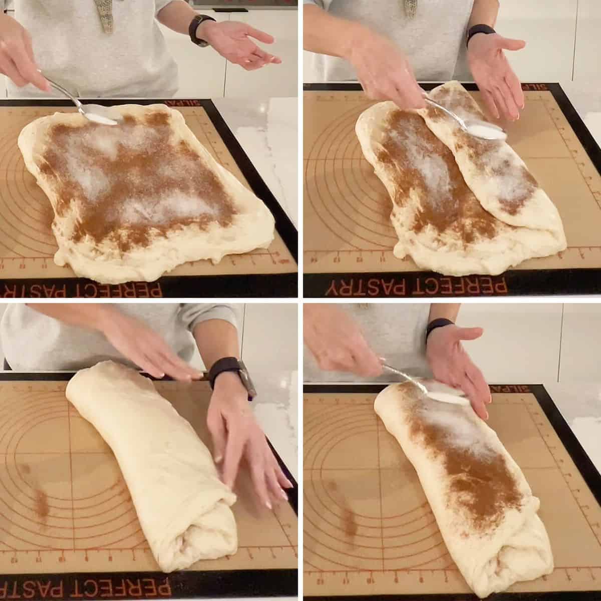 adding cinnamon and sugar to sourdough