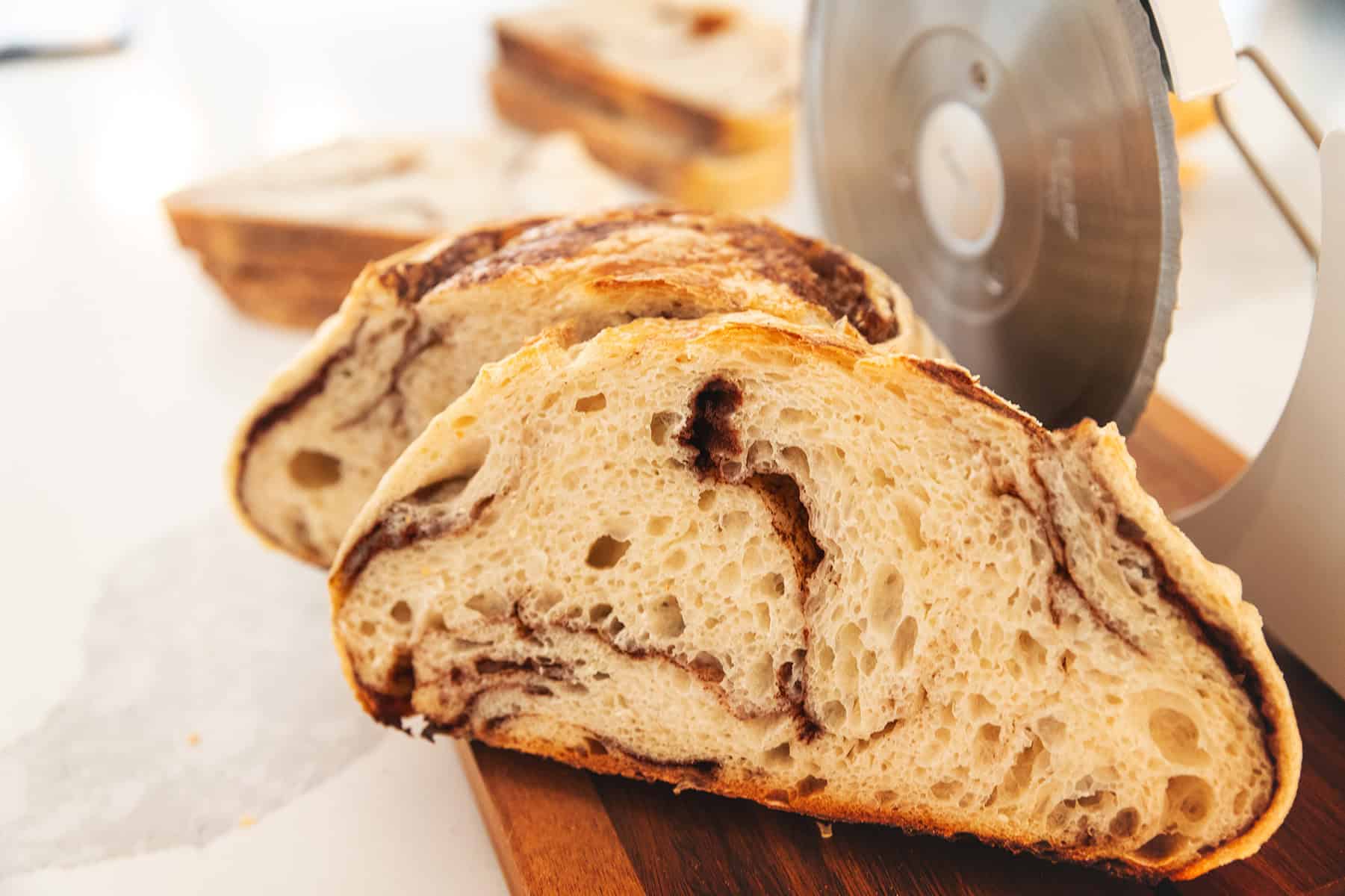 sliced cinnamon sugar sourdough bread
