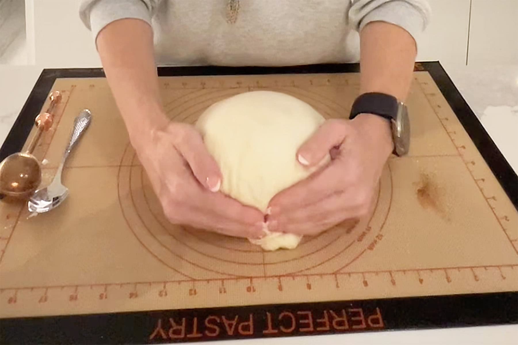 adding tension to a dough ball