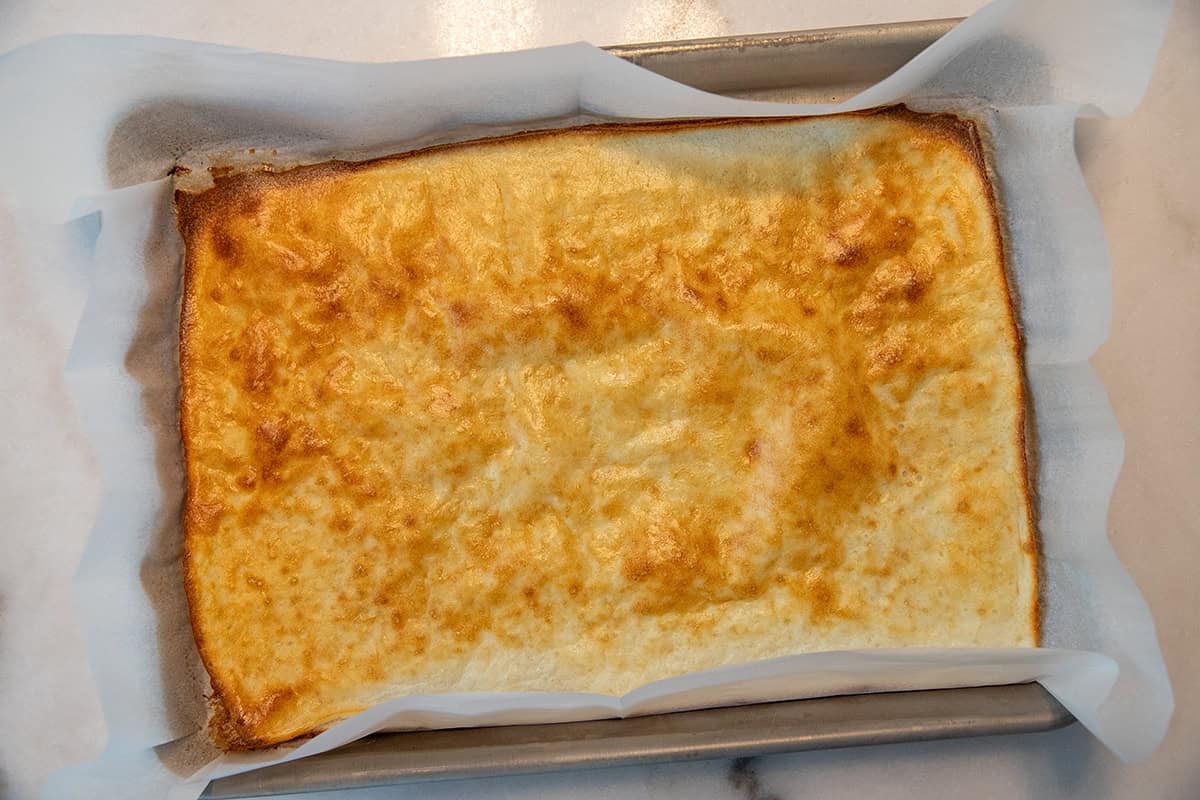 a cottage cheese flatbread cooked in a pan