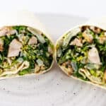 close up of chicken caesar wrap
