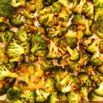 oven roasted broccoli on a sheet tray