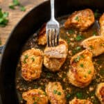 pan seared pork tenderloin medallions in a garlic butter sauce