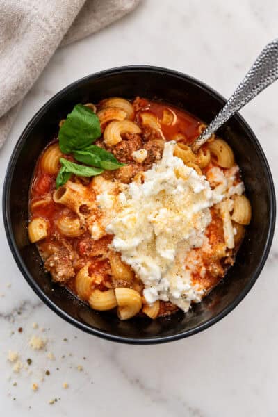 high protein lasagna soup with cottage cheese