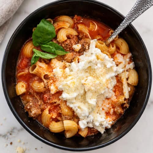 high protein lasagna soup with cottage cheese