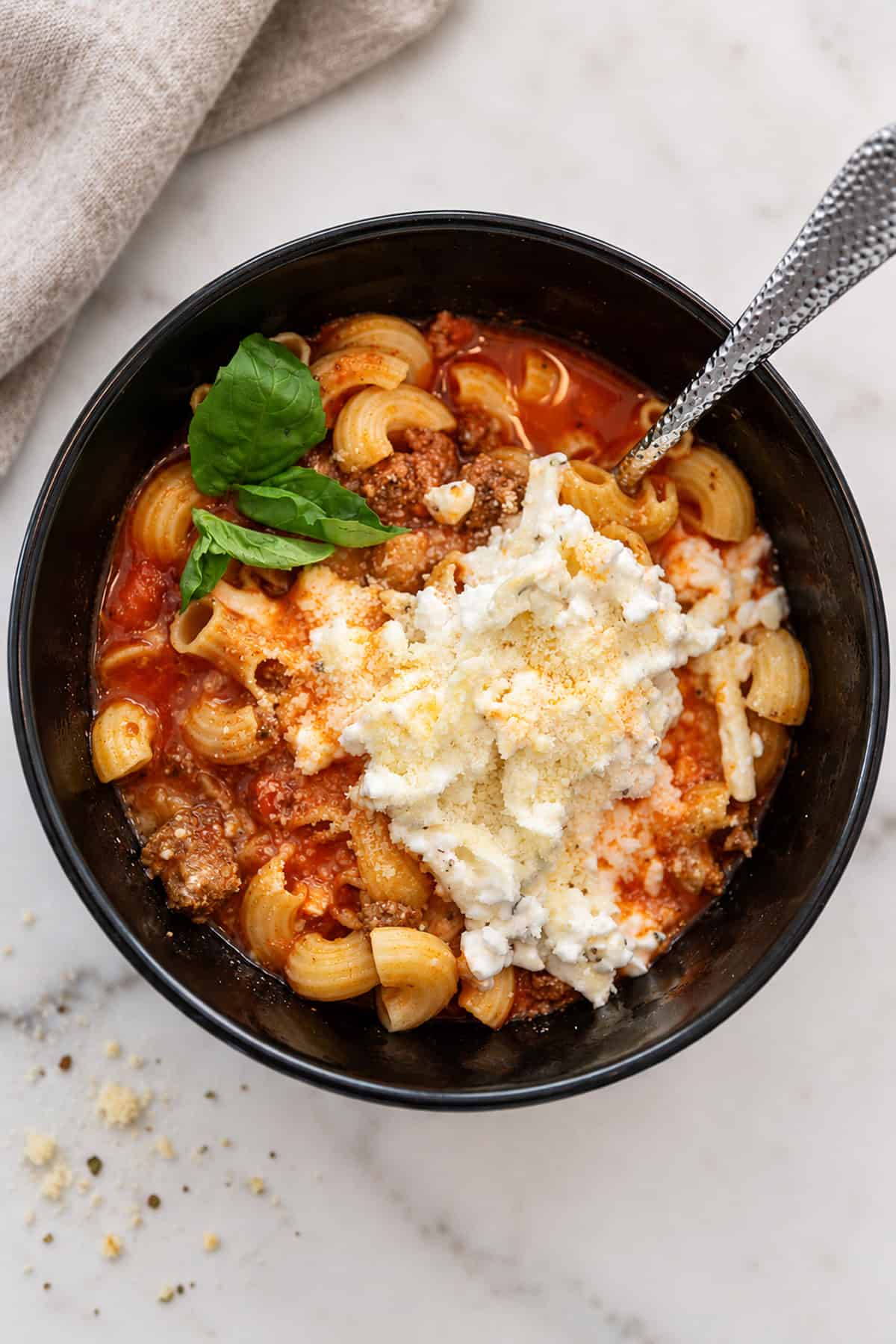 high protein lasagna soup with cottage cheese