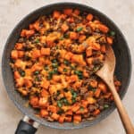cheese ground beef and sweet potato skillet